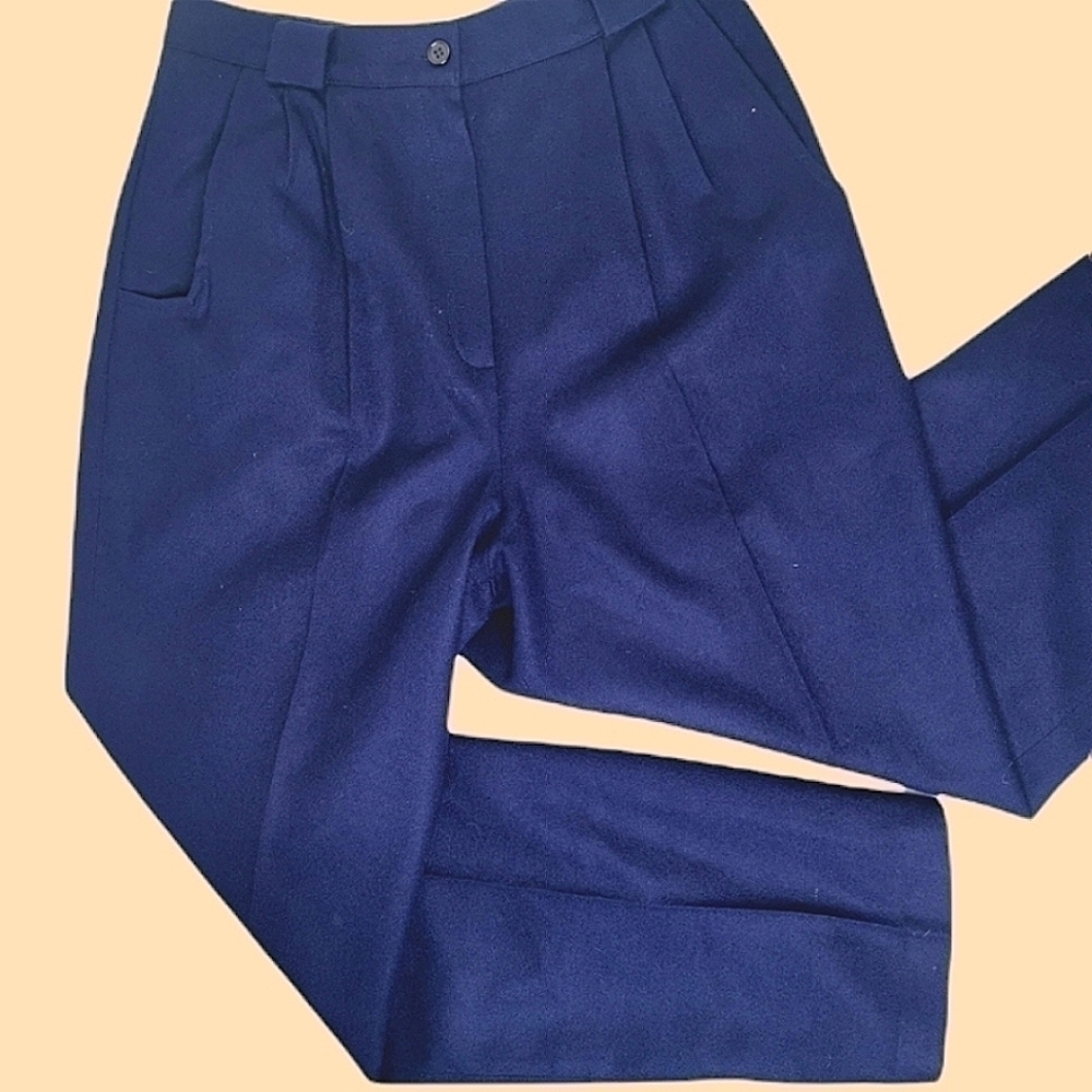 Savannah Women’s 12 Vintage High Rise Navy Blue 100% Wool Exterior